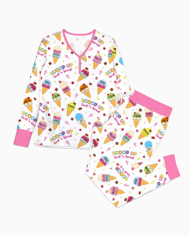 Plantilla de conjunto de pijama de mujer de bambú