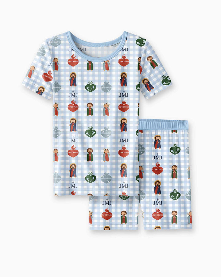 Conjunto de Pijama de Dos Piezas de Bambú con Mangas Cortas y Pantalones Cortos