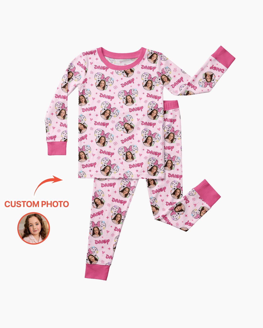 Custom Photo Little Princess Bamboo Two Piece Long Sleeve Pajama Set