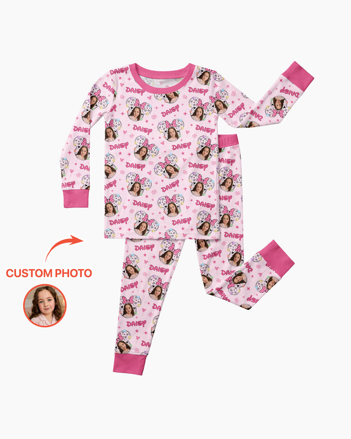 Custom Photo Little Princess Bamboo Two Piece Long Sleeve Pajama Set