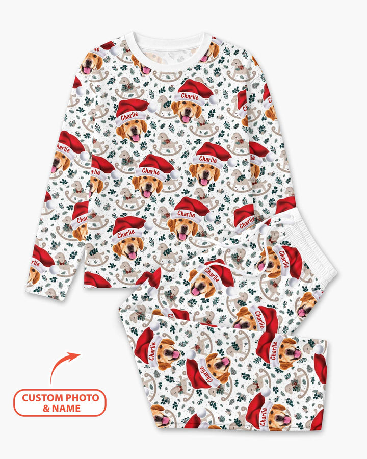 Custom Dog Photo Santa Claus Bamboo Men's Pajama Set
