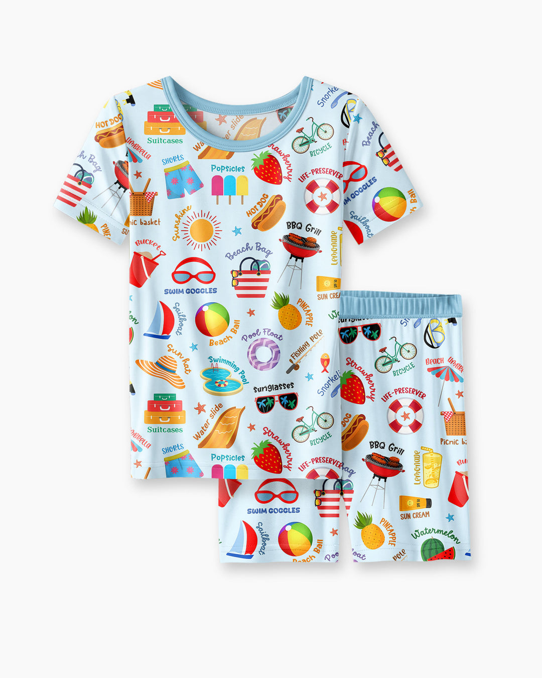 Schlafanzug-Set zweiteilig, kurze Ärmel, kurze Hose, Bambus
