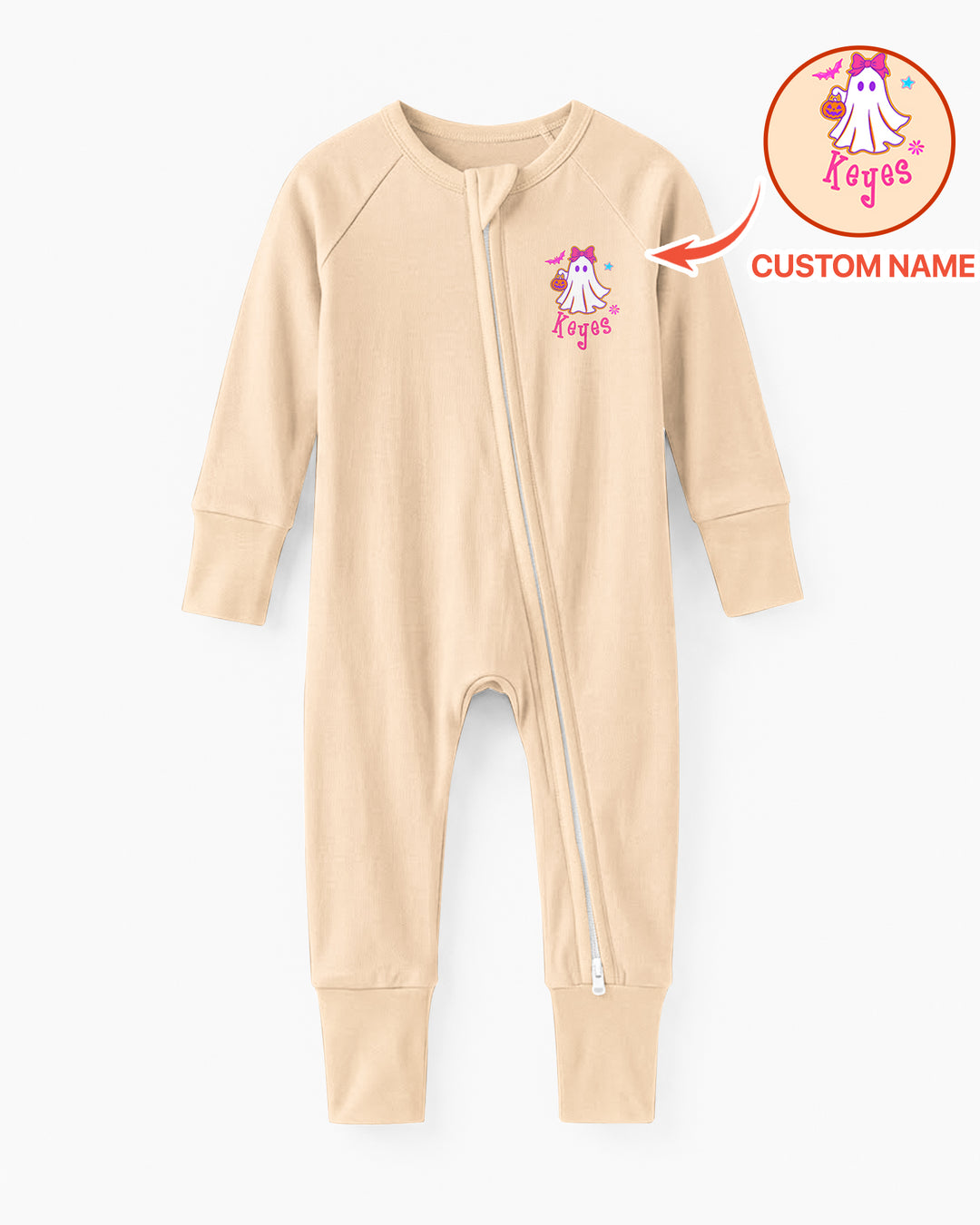 Personalized Coquette Ghost Halloween Bamboo Convertible Zippy