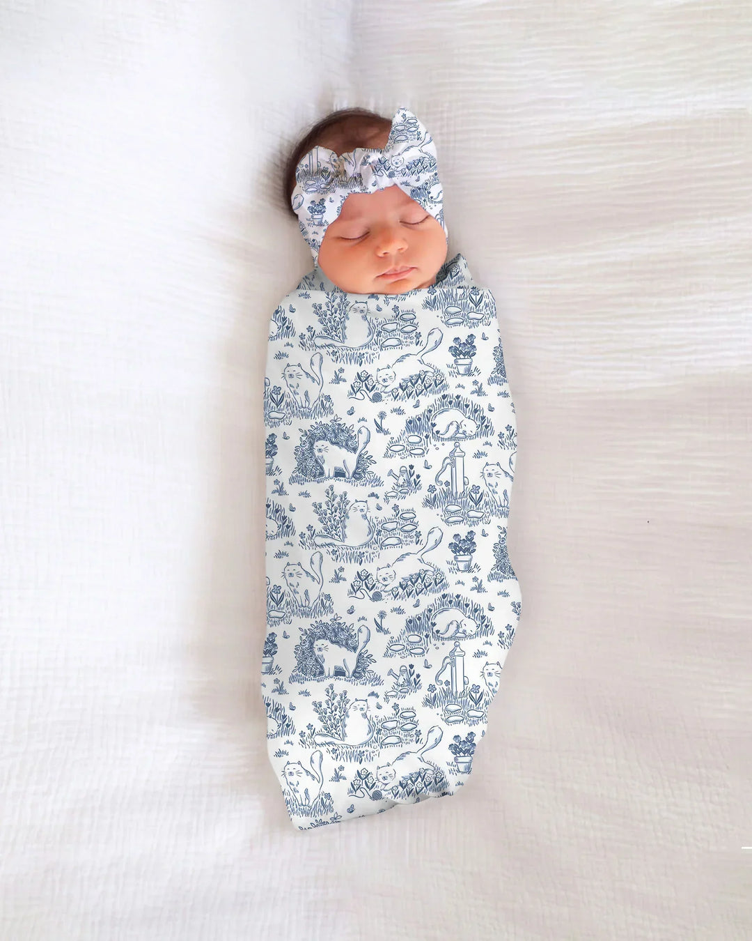 Toile Cats swaddle blanket