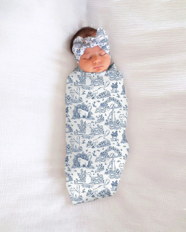 Toile Cats swaddle blanket