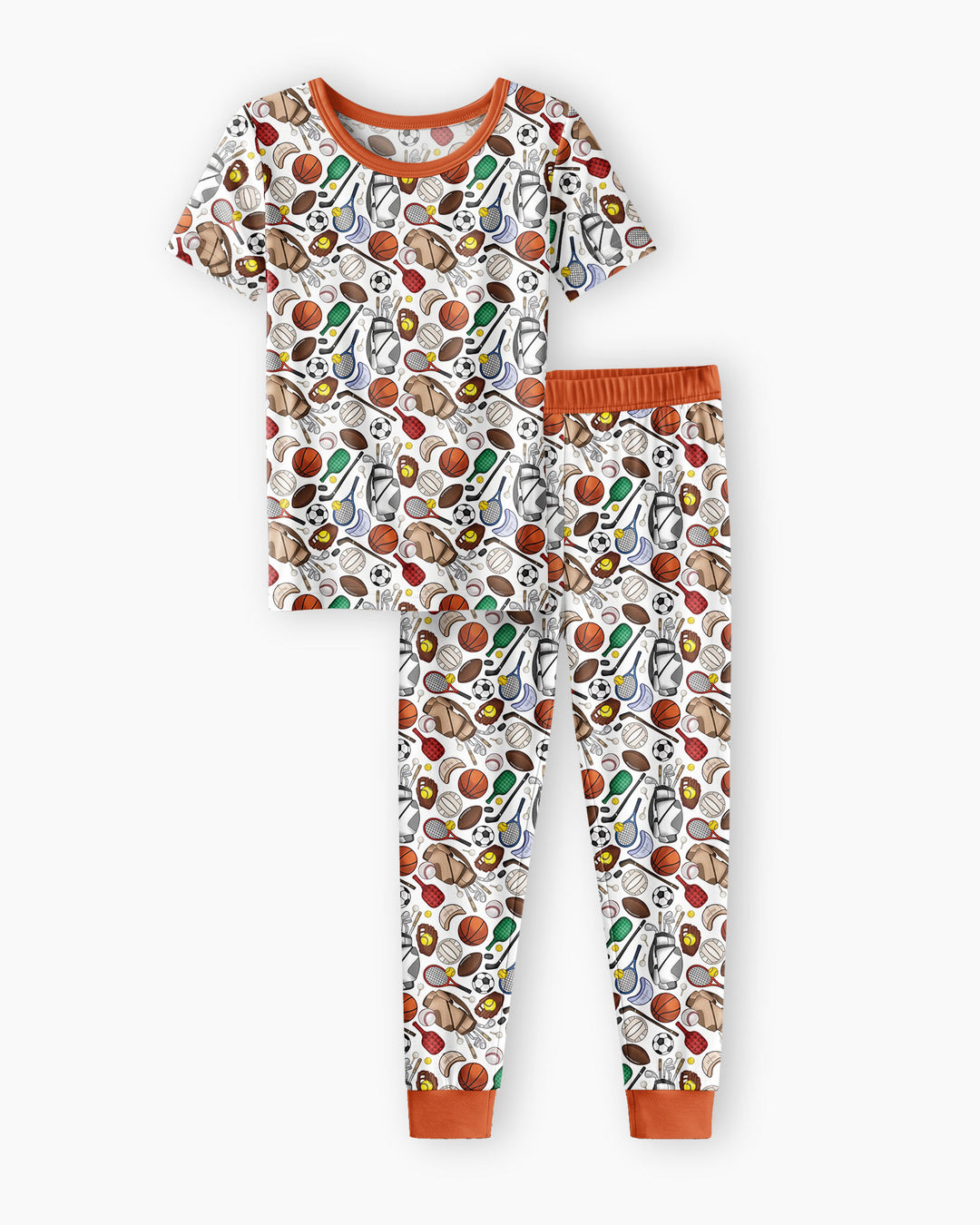 White Sports Equipment   Bamboo Two Piece Short Sleeve Pajama Set