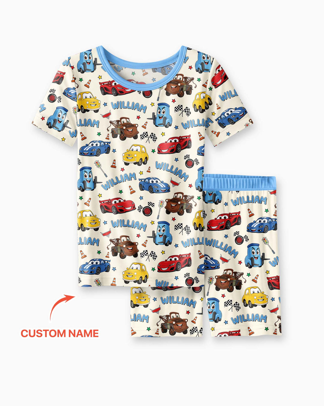 Car Movie Bamboo Two Piece Short Sleeve Shorts Pajama Set