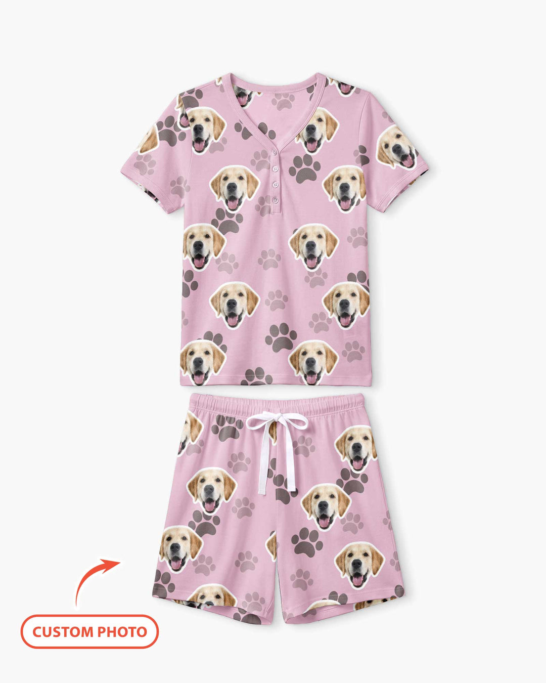Personalized Dog & Cat Photo Bamboo Women Short Sleeve Short Pajama Set