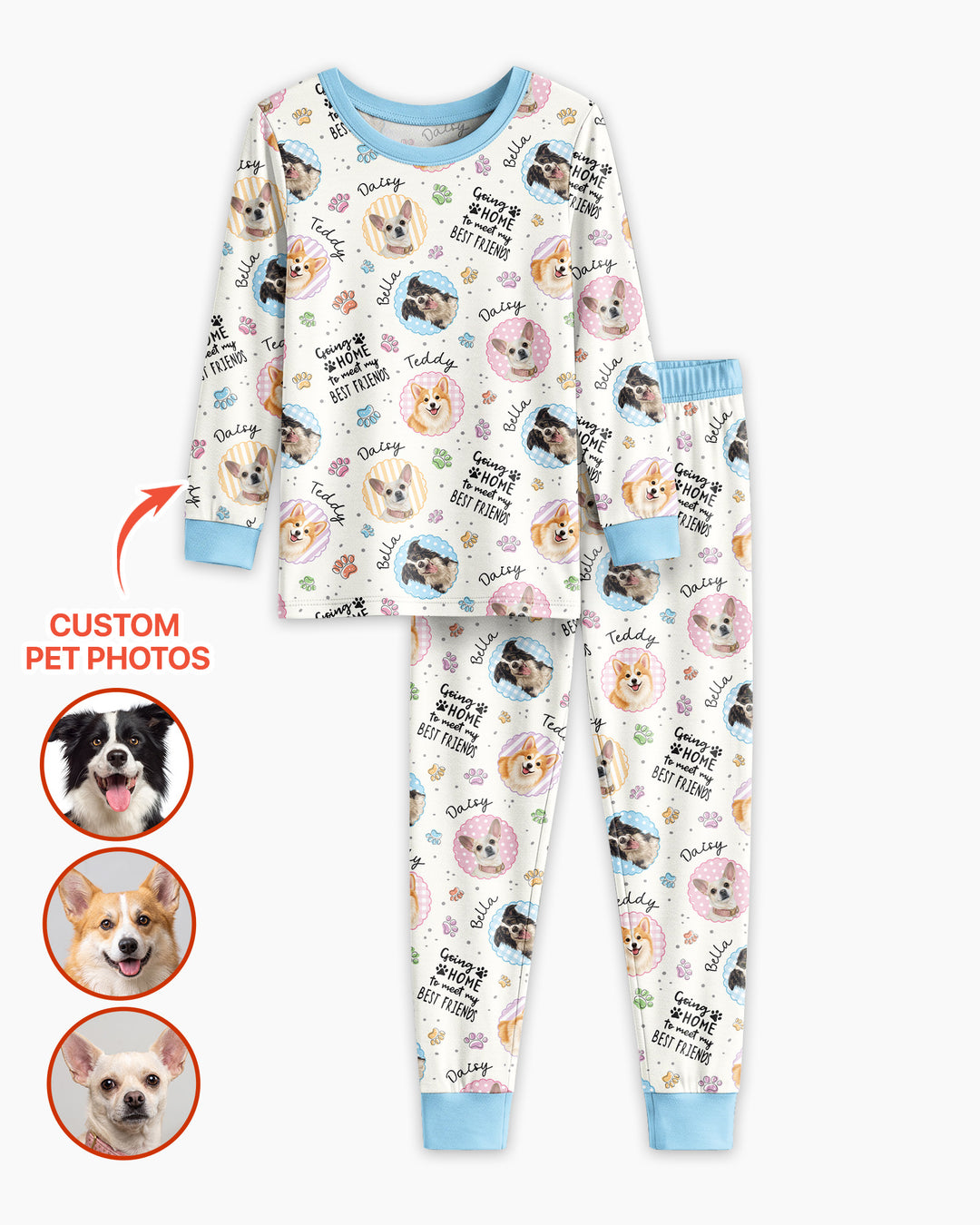Custom Pet Photo My First Best Friend Bamboo Two Piece Long Sleeve Pajama Set