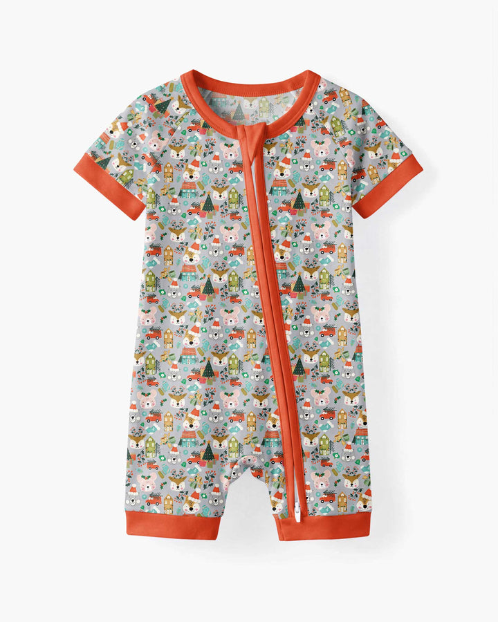 Christmas Woodland Deer Fox Bear Bamboo Shorty Zippy