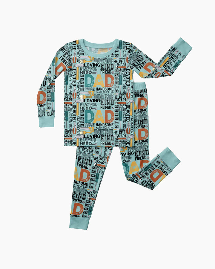 Dad Word Collage Bamboo Two Piece Long Sleeve Pajama Set