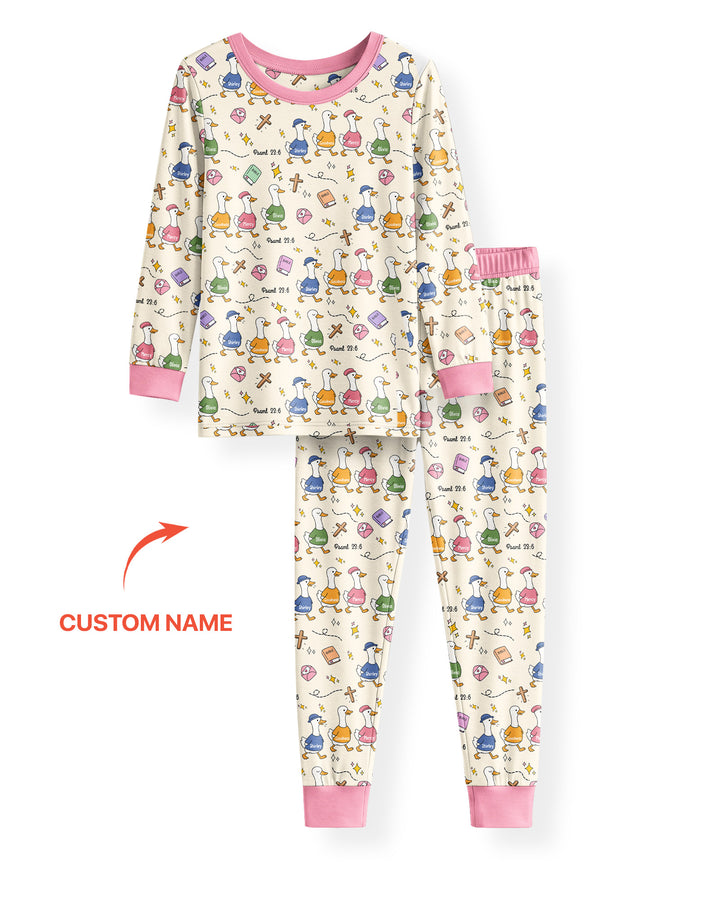 Psalm 23:6 Matching Family Bamboo Two Piece Long Sleeve Pajama Set