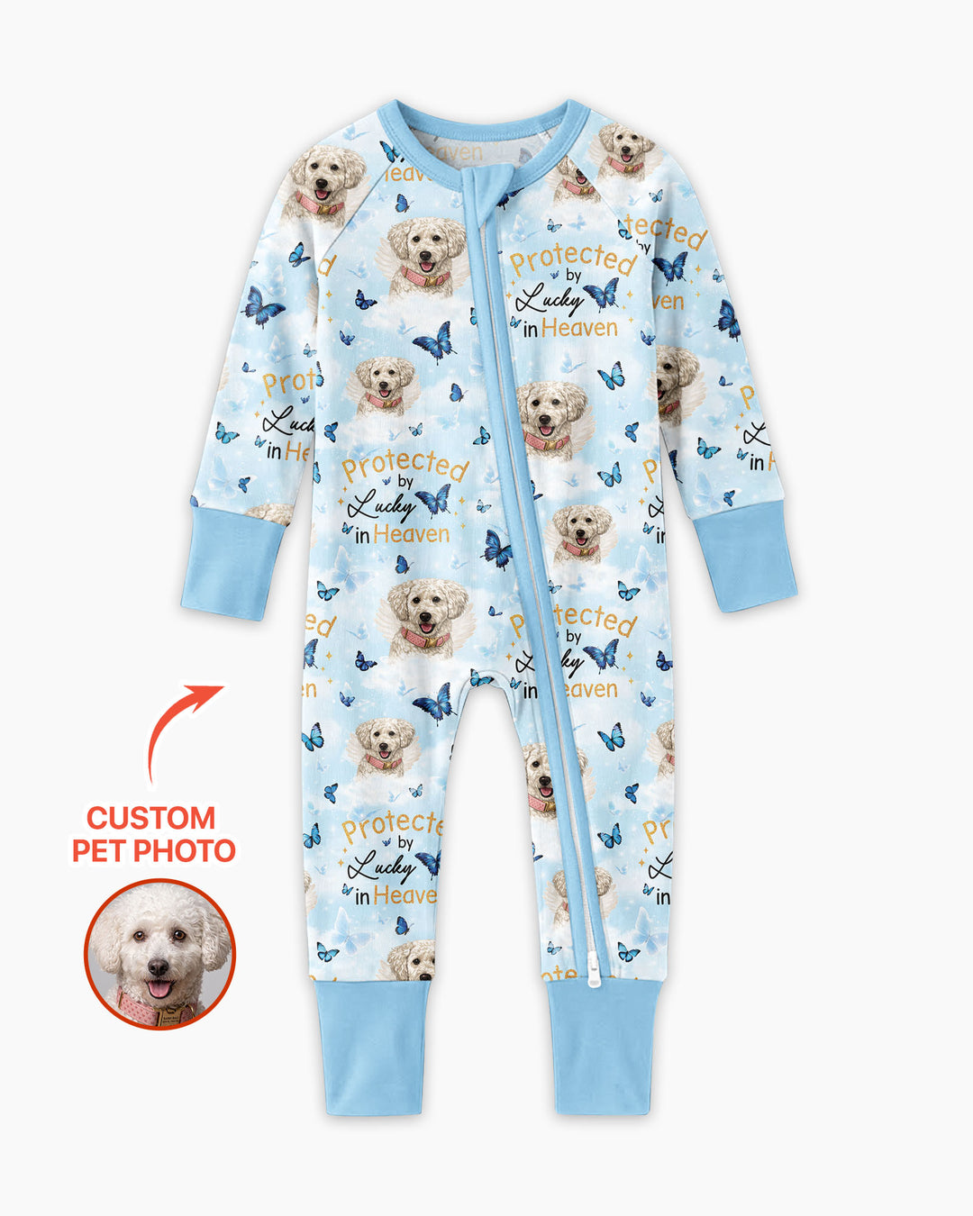 Custom Pet Photo Protected By Heaven Family Matching Bamboo Convertible Zippy