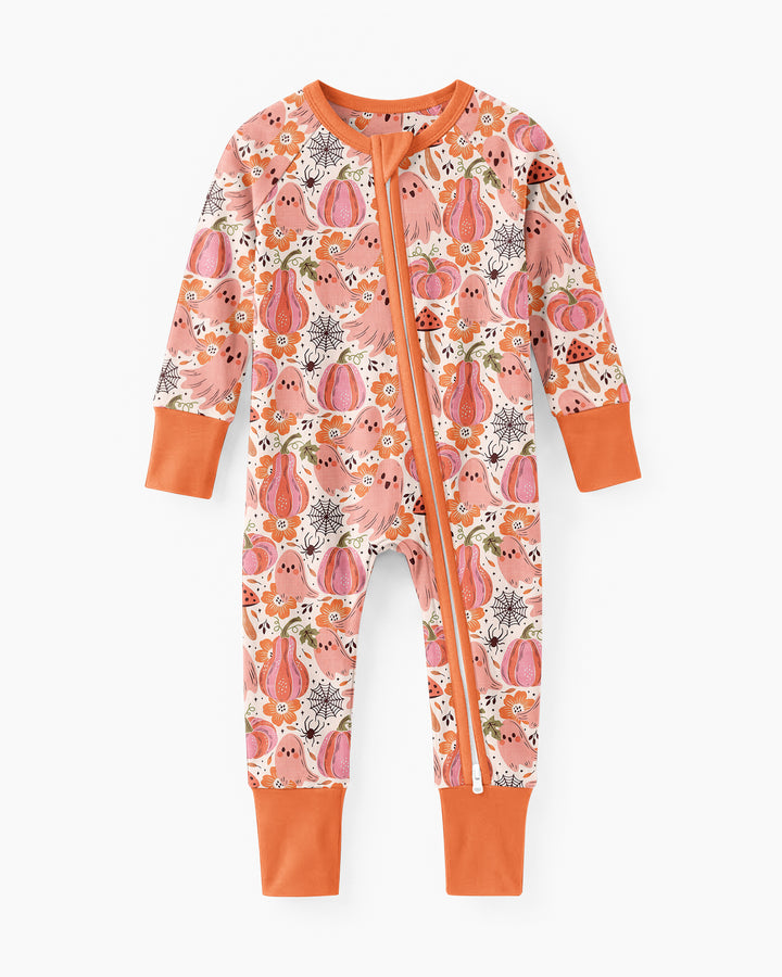 Pink Ghost Pumpkin Fall Floral Halloween Bamboo Convertible Zippy