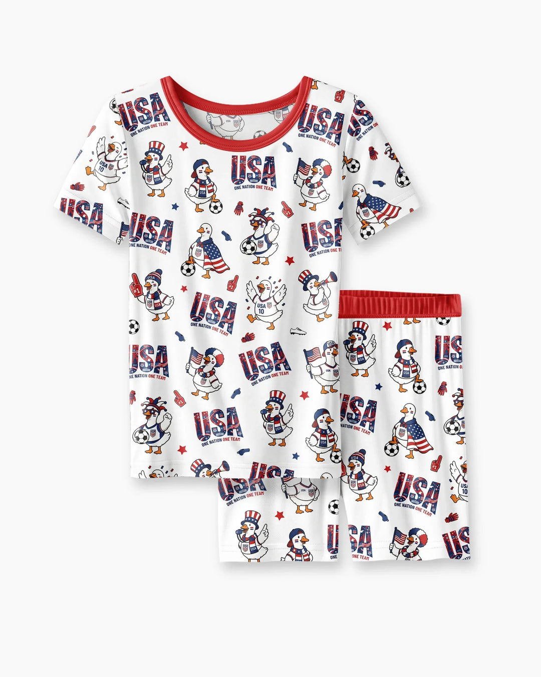 One Nation One Team Bamboo Two Piece Short Sleeve Shorts Pajama Set