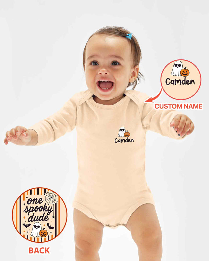 Personalized One Spooky Dude Halloween Ghost Pumpkin Bamboo Bodysuit