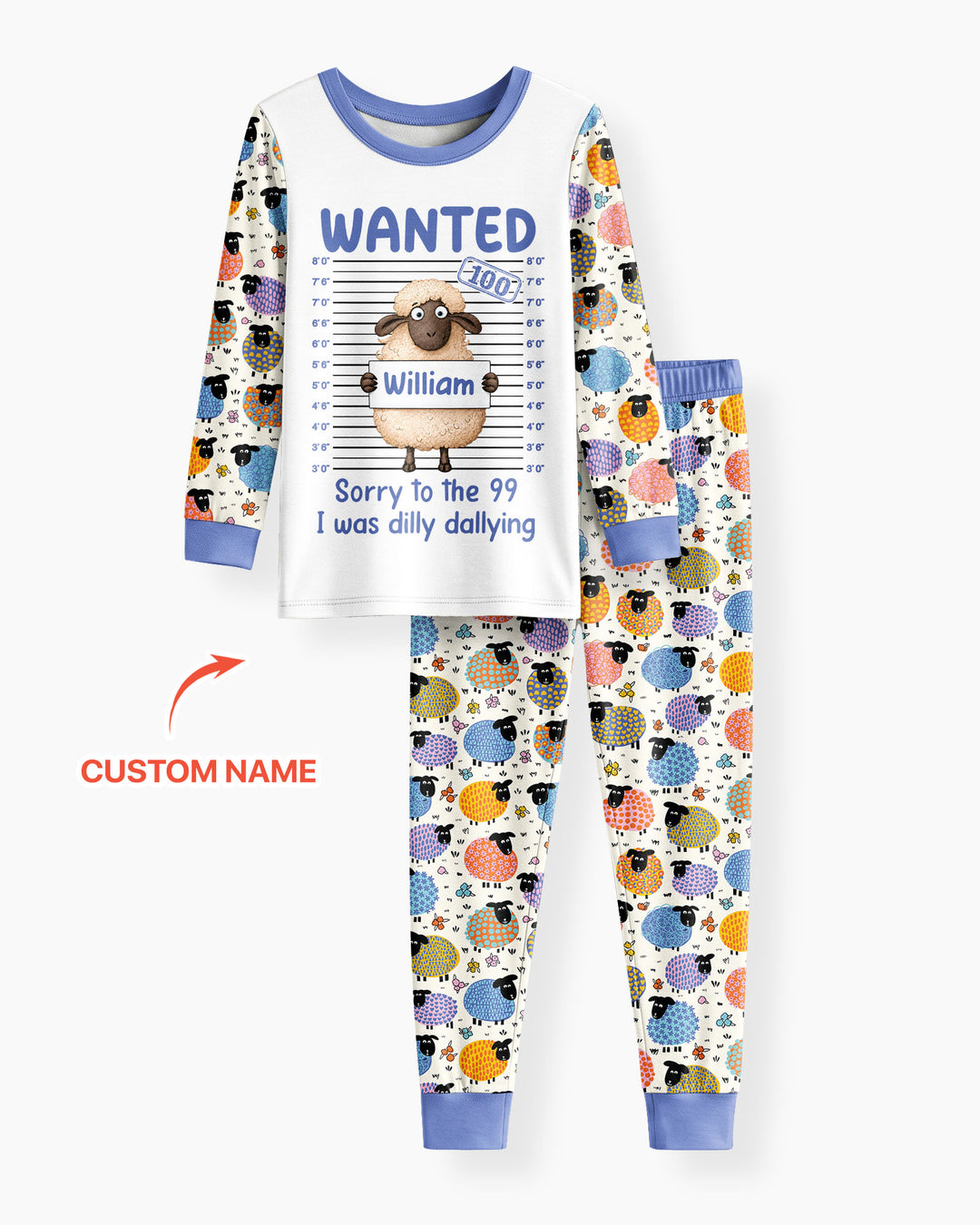 The Lost Sheep Custom Name Bamboo Two Piece Long Sleeve Pajama Set