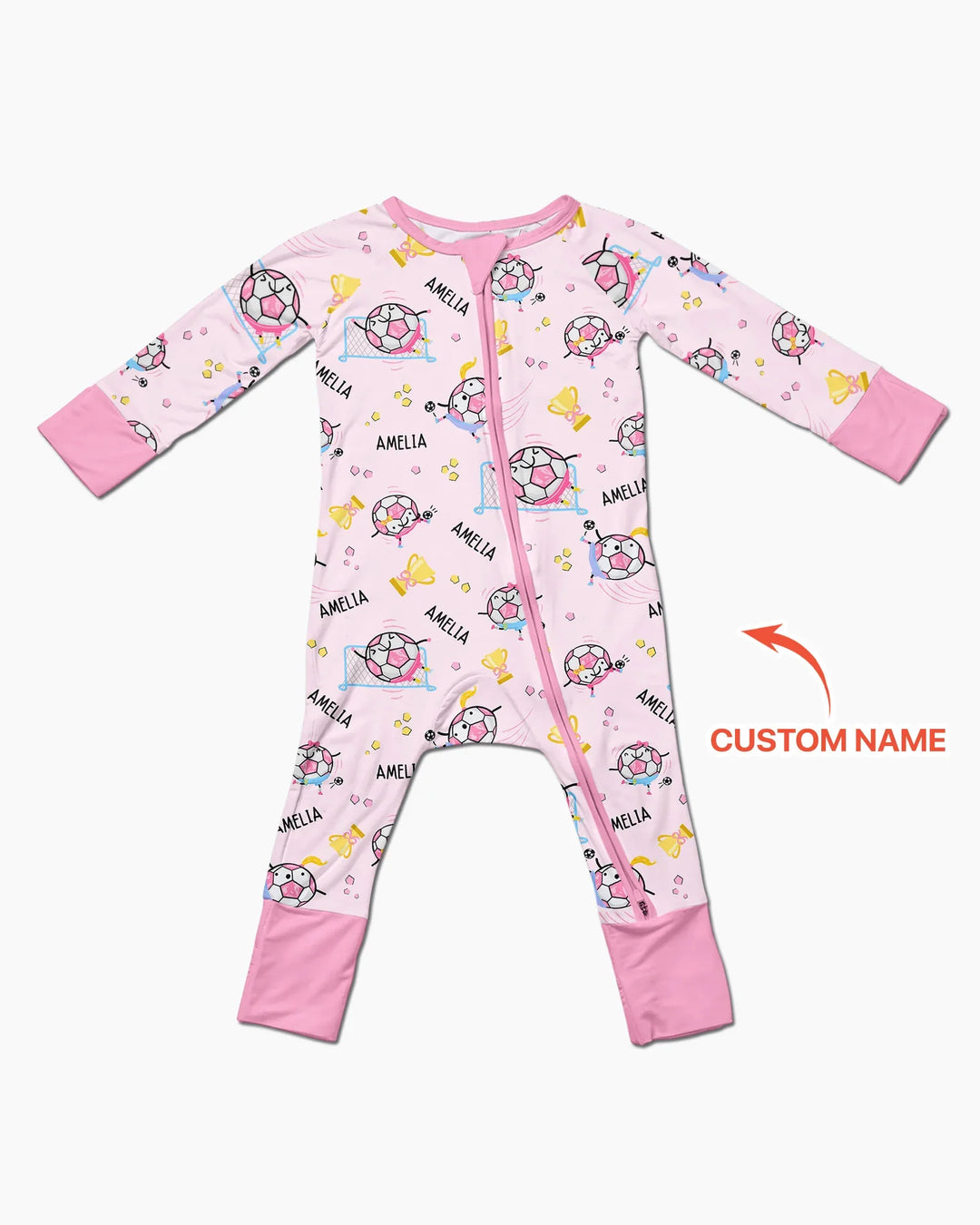 Mono convertible de bambú con cremallera a juego para padre e hijo de fútbol con nombre personalizado