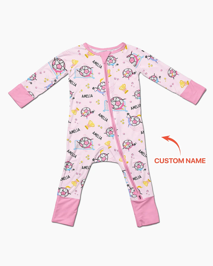 Mono convertible de bambú con cremallera a juego para padre e hijo de fútbol con nombre personalizado