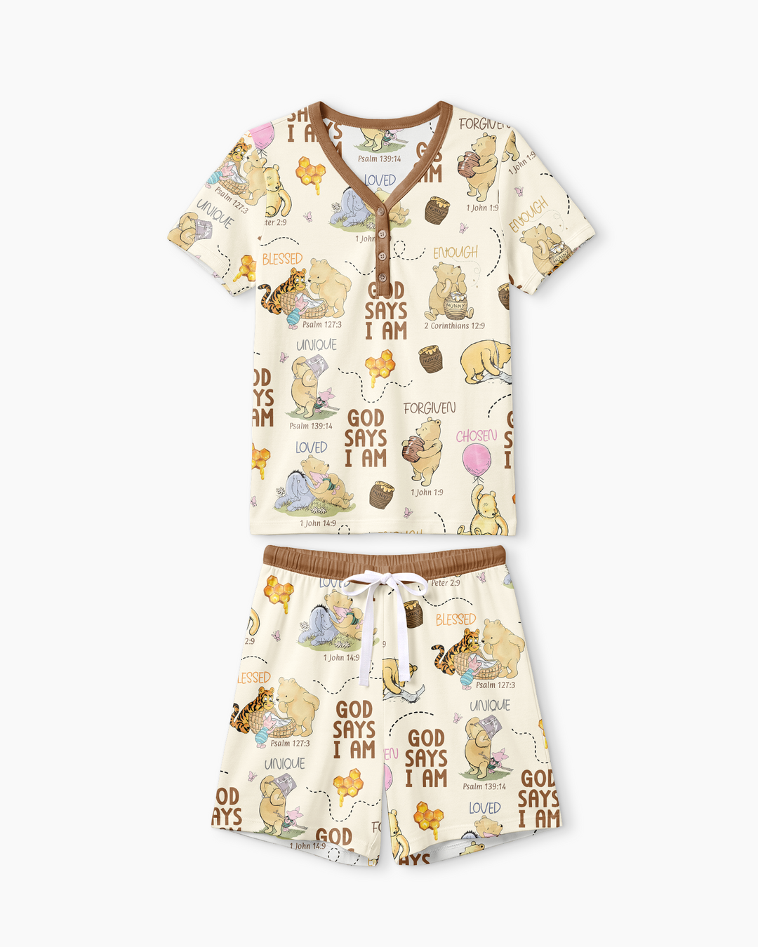 God Says I Am – Little Blessings Bamboo Women Short Sleeve Short Pajama Set