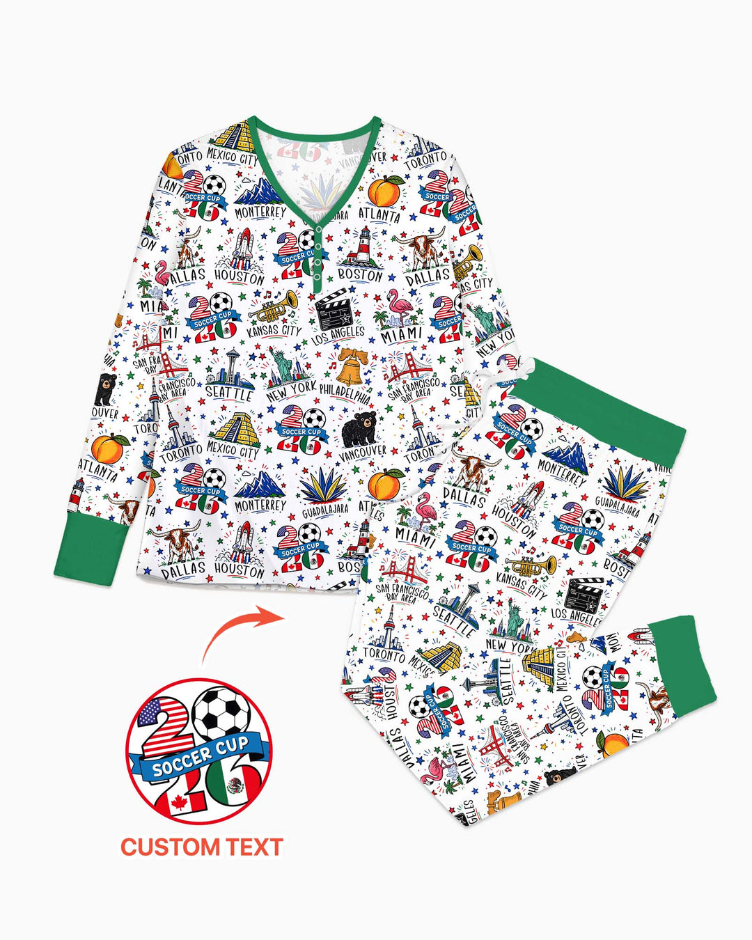 2026 Soccer Cup Host Citties Bamboo Women Pajama Set