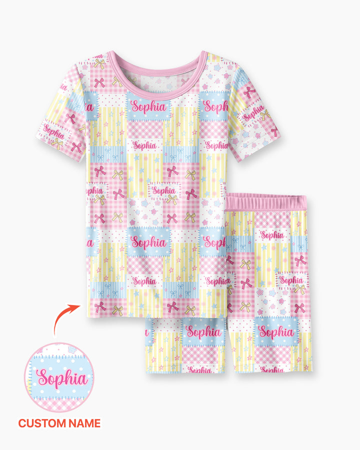 Schlafanzug-Set zweiteilig, kurze Ärmel, kurze Hose, Bambus