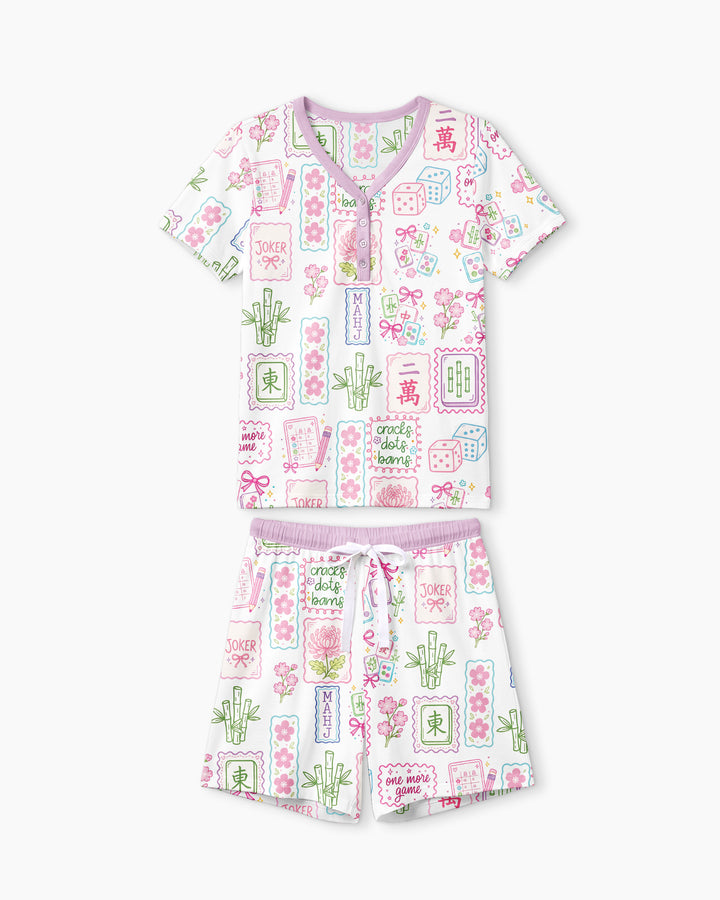 Cracks, Dots & Bams Mommy & Me Matching Bamboo Women Short Sleeve Short Pajama Set