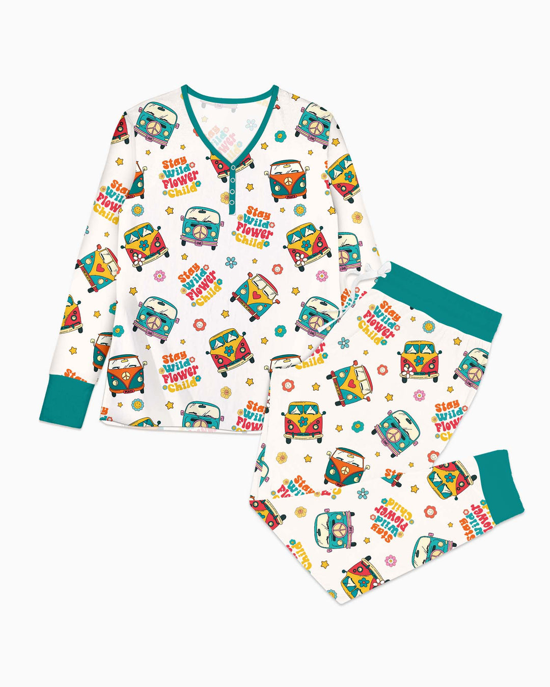 Stay Wild Flower Child Bamboo Women Pajama Set