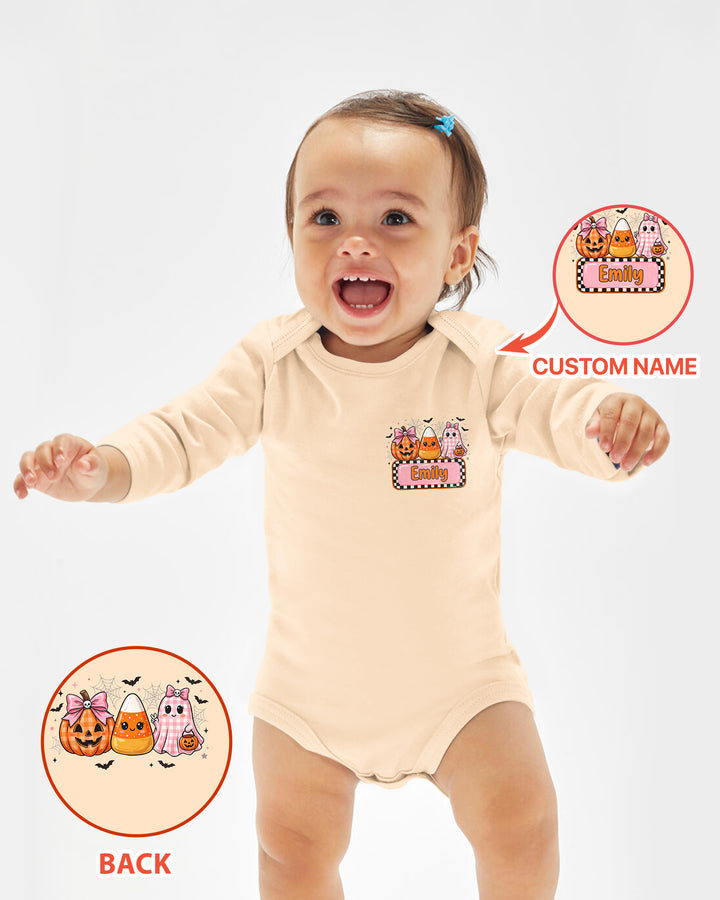 Personalized Spooky Baby Pink Halloween Bamboo Bodysuit