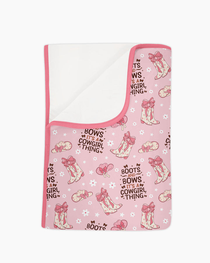 Western Cowgirl Boots And Bows Bamboo Blanket