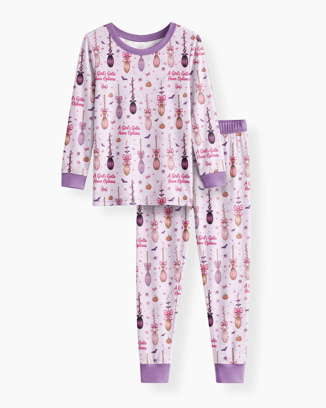 A Girl's Gotta Have Options Witch Brooms Bamboo Two Piece Long Sleeve Pajama Set