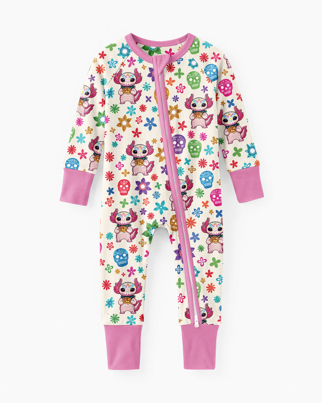 Sugar Skull Axolotl  Bamboo Convertible Zippy