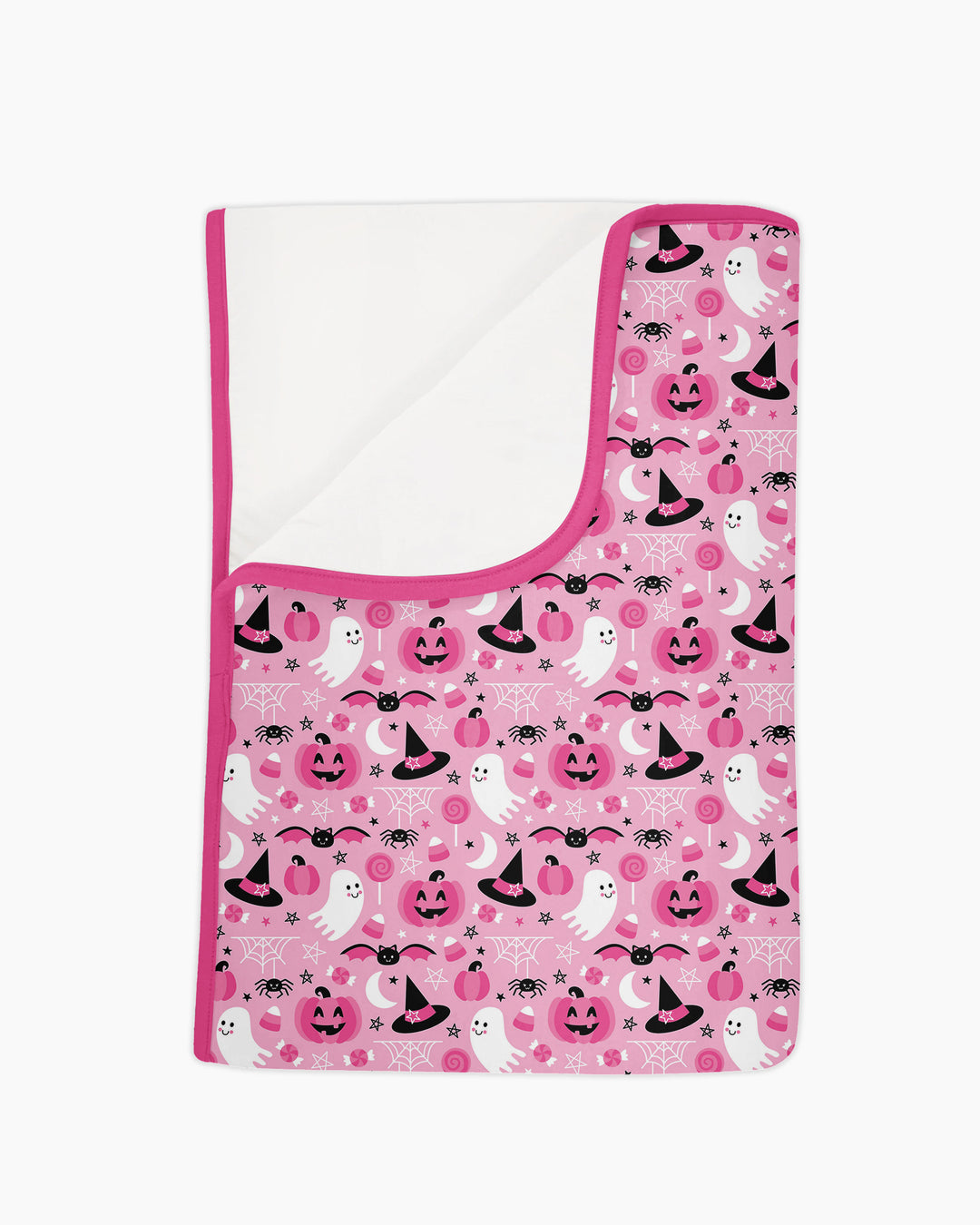Cute Pink Halloween Ghost Pumpkin Witch Bamboo Blanket