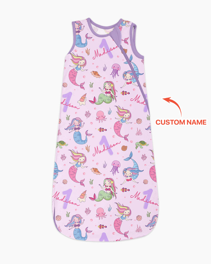 Custom Name Birthday Mermaid Wild One Bamboo Sleep Bag