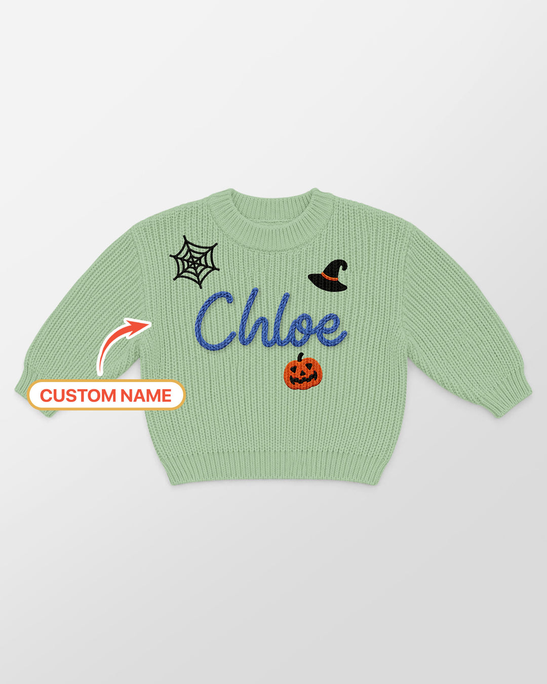 Happy Halloween Embroidered Baby Name Bamboo Knit Sweater Bubble