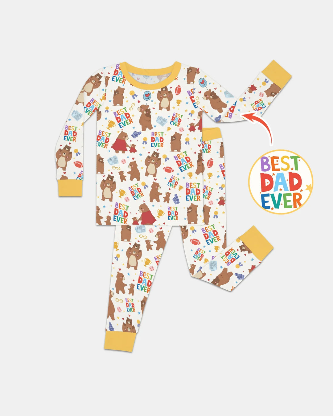 Best Daddy Bear Ever Family Matching Bamboo Two Piece Long Sleeve Pajama Set