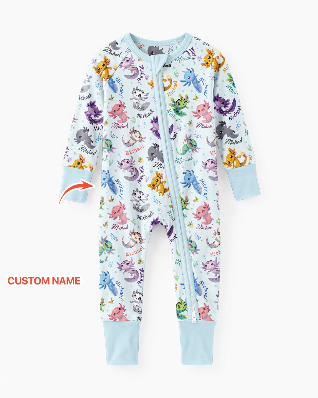 I Love You Axolotl Custom Name Bamboo Convertible Zippy