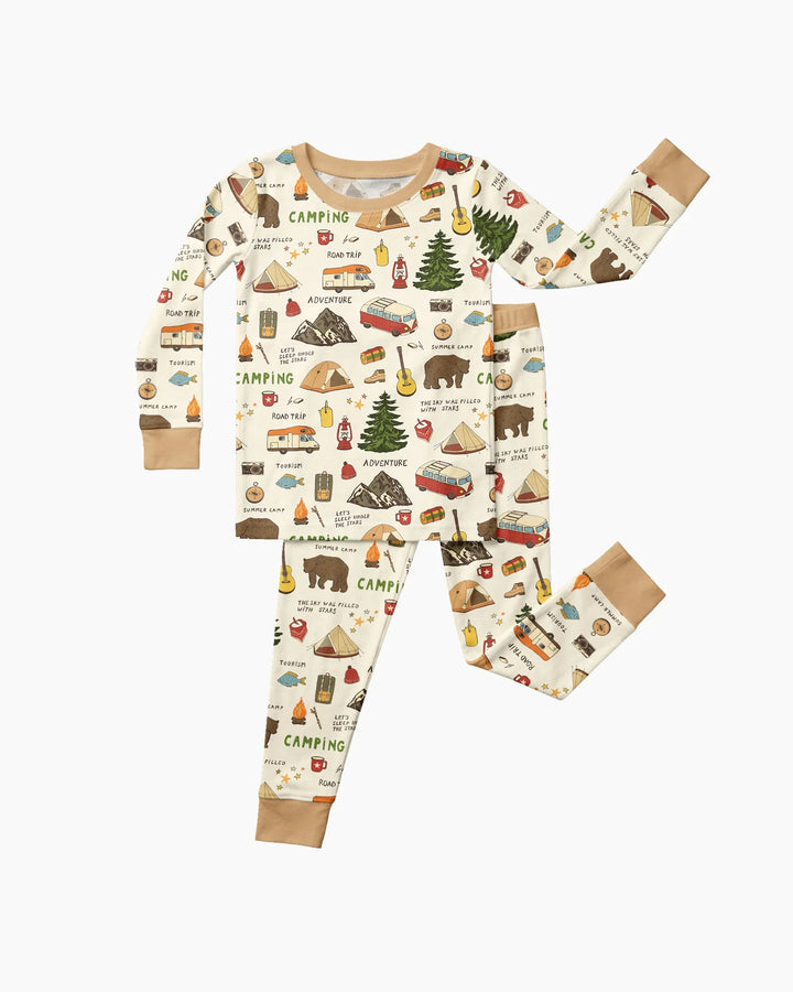 Outdoor Camping Adventure Family Matching Bamboo Two Piece Long Sleeve Pajama Set