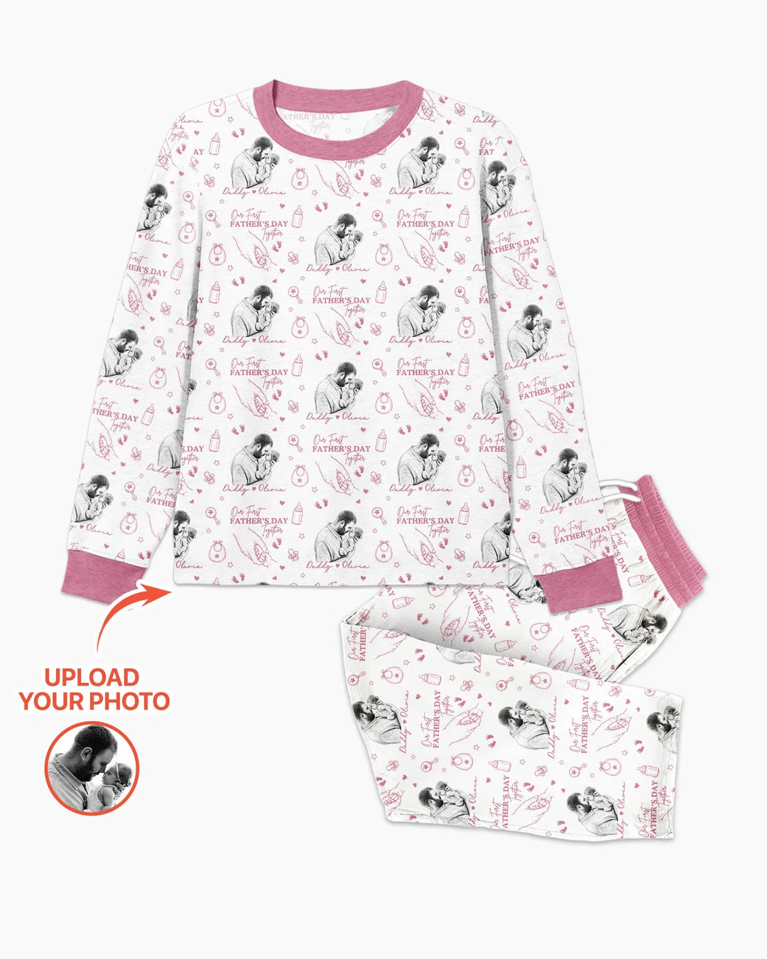 Custom Photo Our First Father's Day Together Bamboo Men's Pajama Set