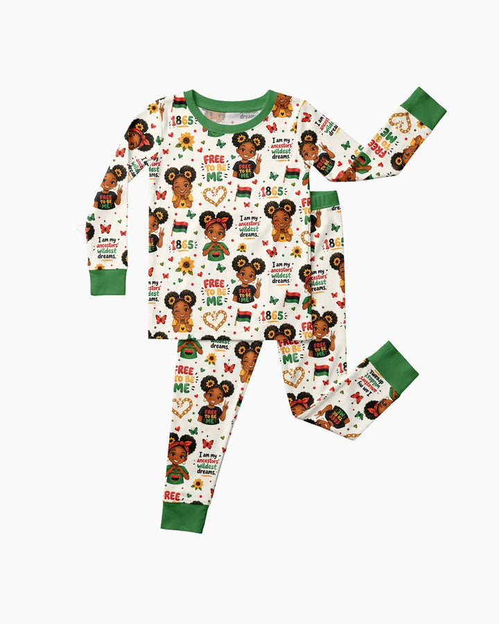 Juneteenth I am My Ancestors' Wildest Dream Bamboo Two Piece Long Sleeve Pajama Set