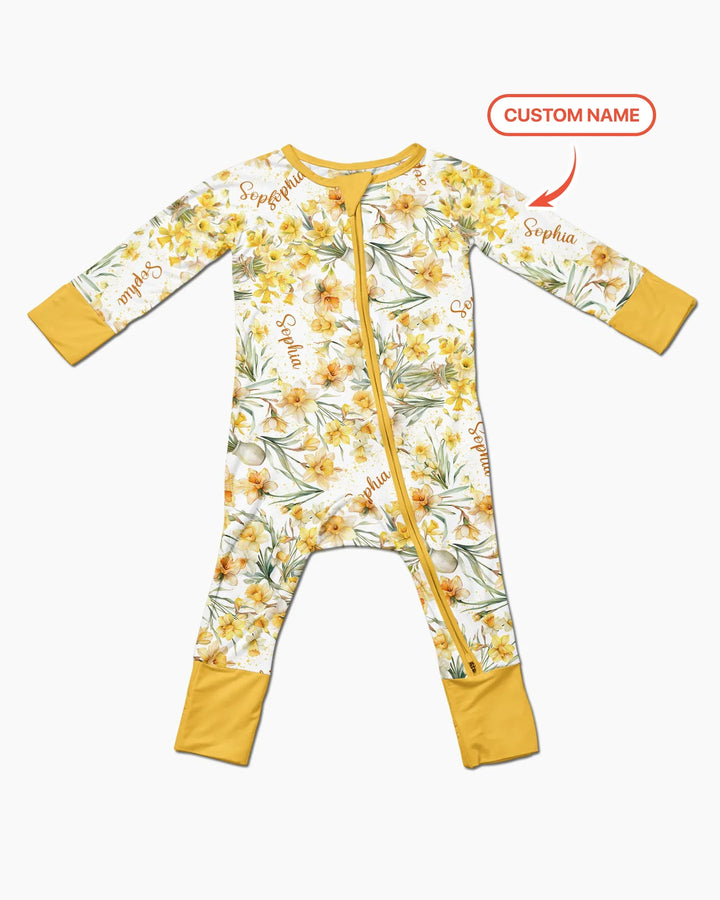 Bambú Convertible Zippy con Flores de Mes de Nacimiento y Nombre Personalizado