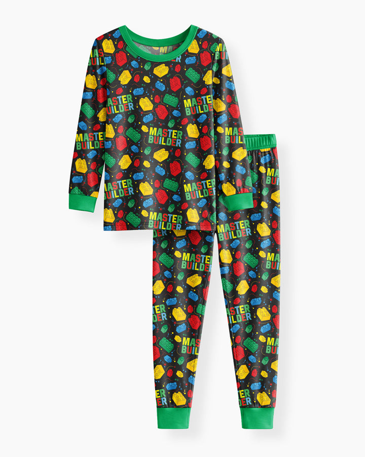 Brick Toy Master Builder Bamboo Two Piece Long Sleeve Pajama Set