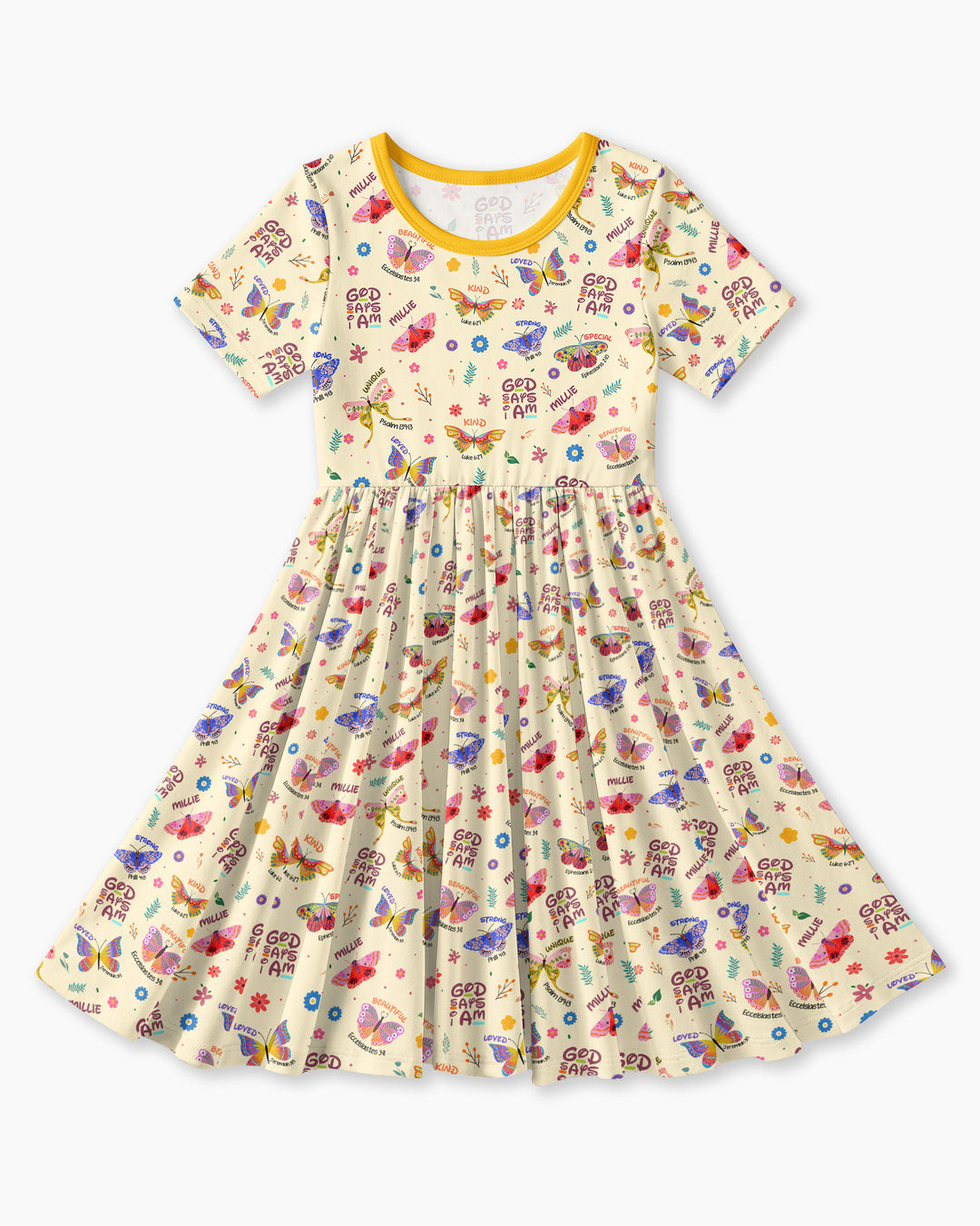 Custom Name God says I am Butterfly Bamboo Twirl Dress