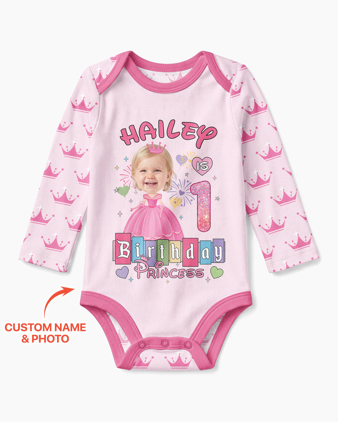Custom Photo Birthday Princess Bamboo Bodysuit