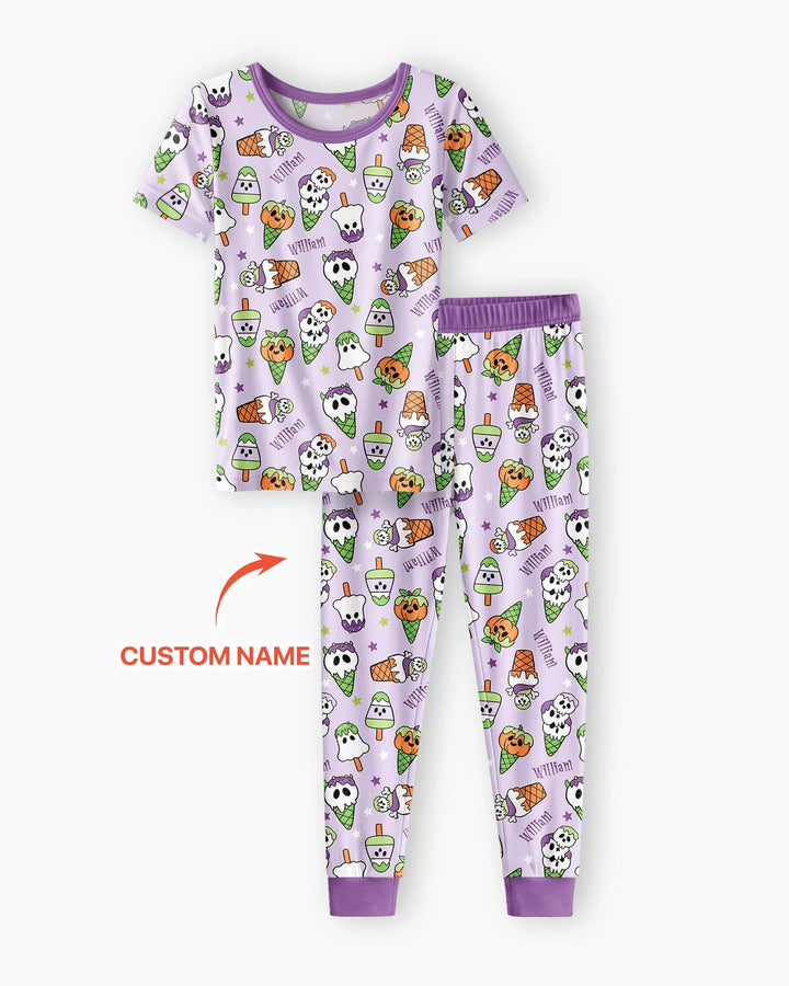 Conjunto de pijama de dos piezas de bambú de manga corta, plantilla personalizada