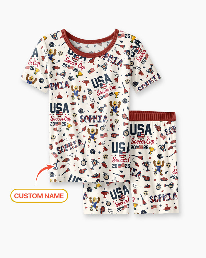 My First Soccer Cup 2026 Bamboo Two Piece Short Sleeve Shorts Pajama Set