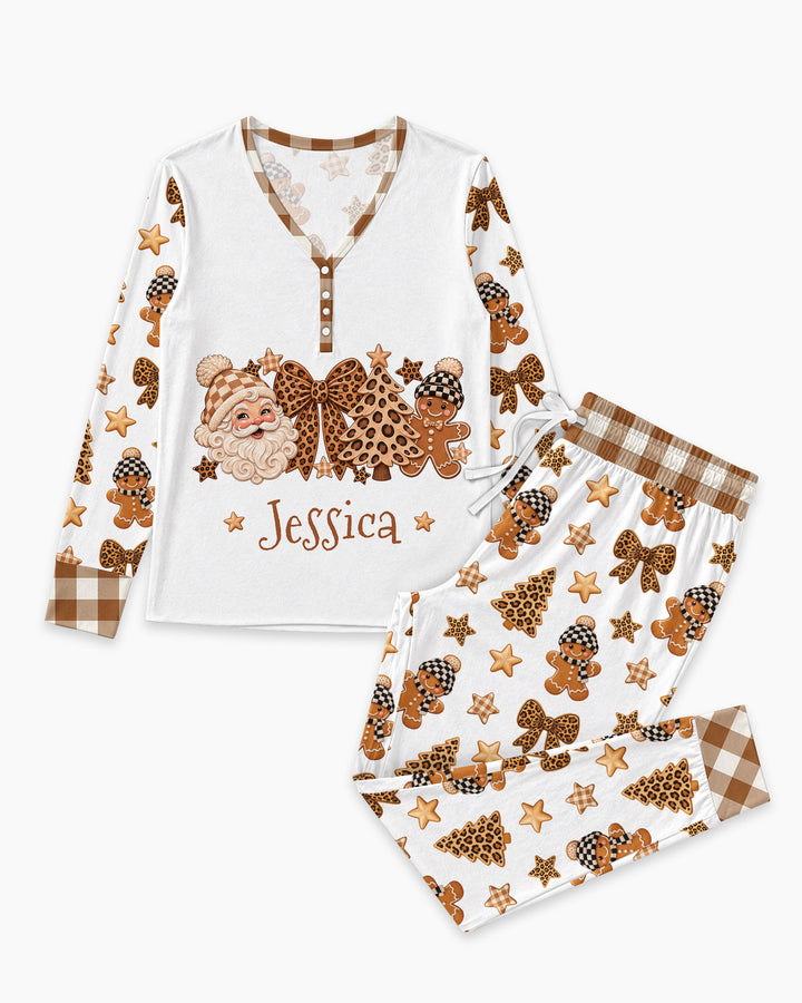 Leopard Christmas Magic Bamboo Women Pajama Set