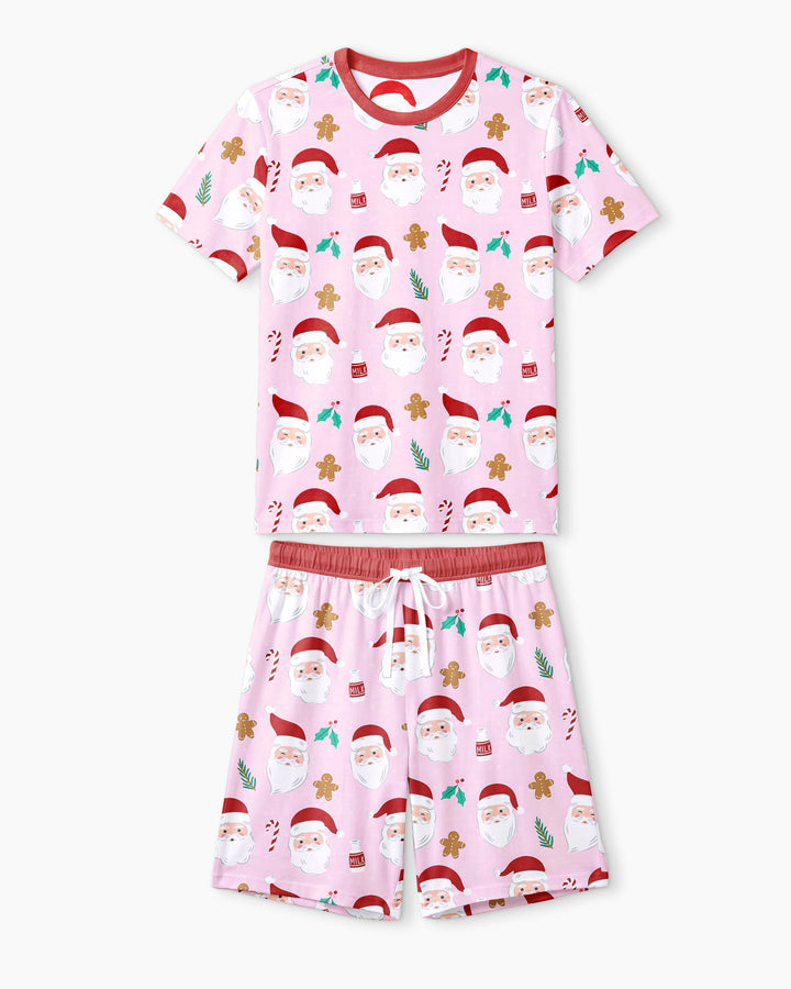 Christmas Sweet Santa Bamboo Men Short Sleeve Short Pajama Set