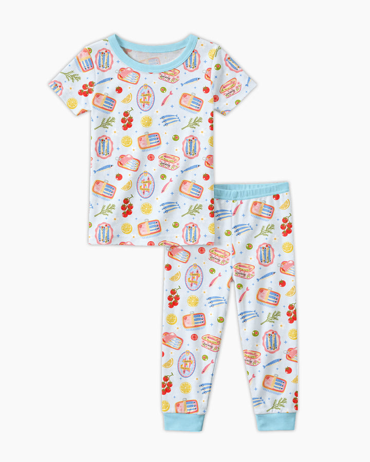 Preppy Sardines Bamboo Two Piece Short Sleeve Pajama Set