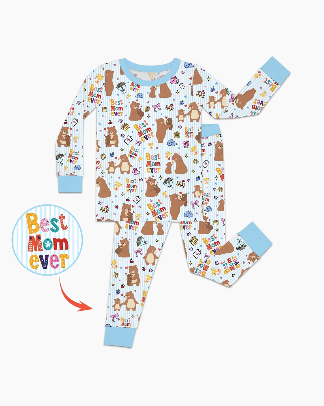 Best Mama Bear Ever Family Matching Bamboo Two Piece Long Sleeve Pajama Set